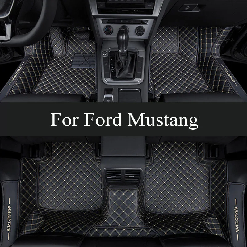 

Artificial Leather Custom Car Floor Mats for Ford Mustang 2015-2023 Interior Details Car trunk mat