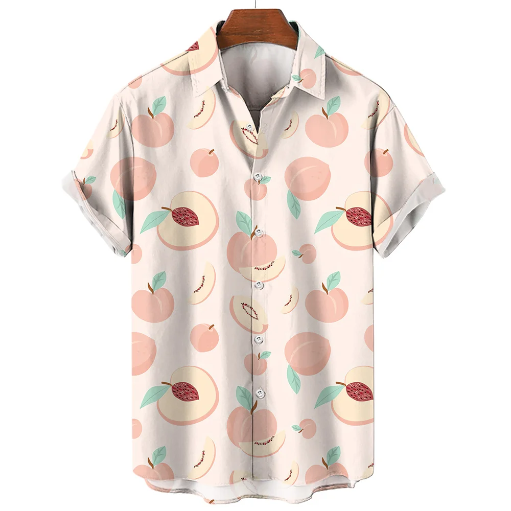 Hawaiian Shirt Men 3D Fruit Print Shirts Summer Men's Clothing Coconut Pattern Short Sleeve Top Casual Streetwear Oversized Tees