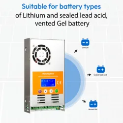 60A12V-V125 MakeSkyBlue 60A 12V MPPT Solar Panel Charge Controller for Li-NMC LifePO4 Lead-Acid Battery