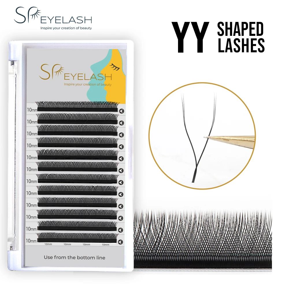 SP YY Vorm Valse Wimpers Dubbele Tips Handgeweven Premium 2D Zacht Licht Natuurlijke Wimperverlenging Mat Zwart Make-up Cross Lash