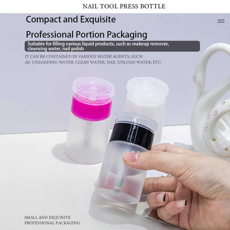 60ML Mini Dispenser Bottle Nail Art Mini Pump Dispenser Empty Bottle Liquid Container Small Pressure Bottle Refillable Container