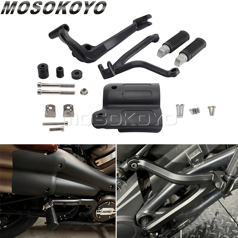 For Harley Sportster S 1250 RH1250 RH 1250 Passenger Foot Pegs Pedal Bracket Mount Foot Rests Footpeg Support Heat Shield Cover