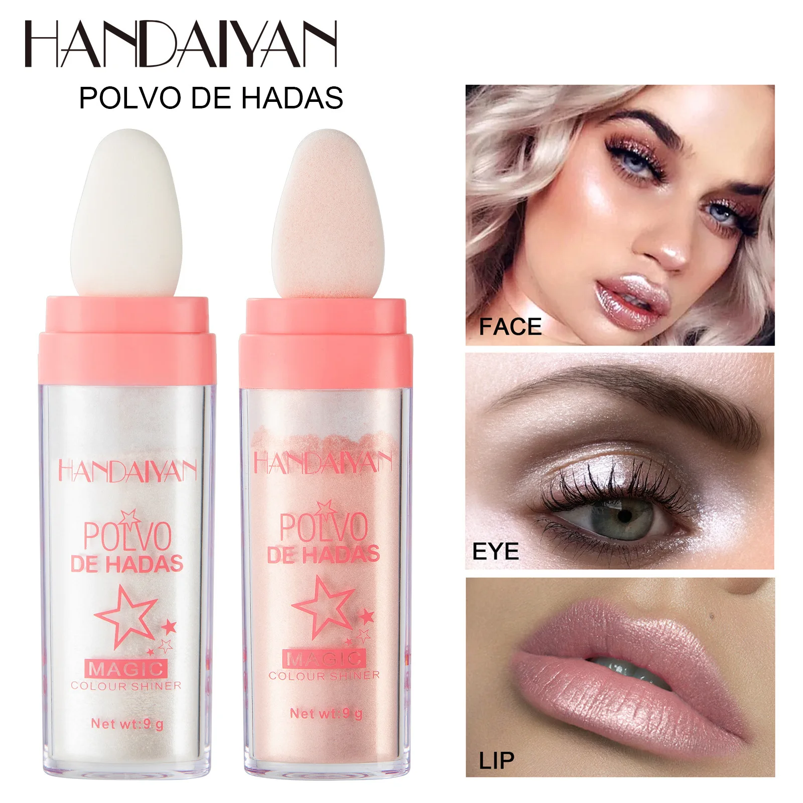 Handaiyan Shimmer Fairy Powder White Loose Highlighter Face Body Glitter Wand Makeup Bronzer Illuminator polvo de hada Cosmetic