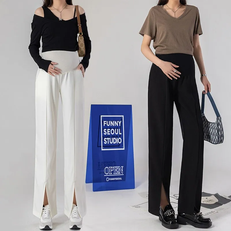 

Maternity Summer Pants Belly Support Wide Leg Loose Thin Outerwear Casual Long Trousers Summer Fashion Professional West Pants