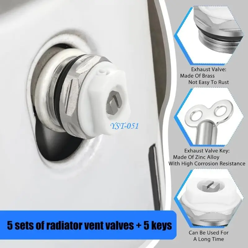 E15A 5 ชิ้นคู่มือหม้อน้ำปลั๊กระบายอากาศวาล์วหม้อน้ำอะไหล่ใช้งานง่าย