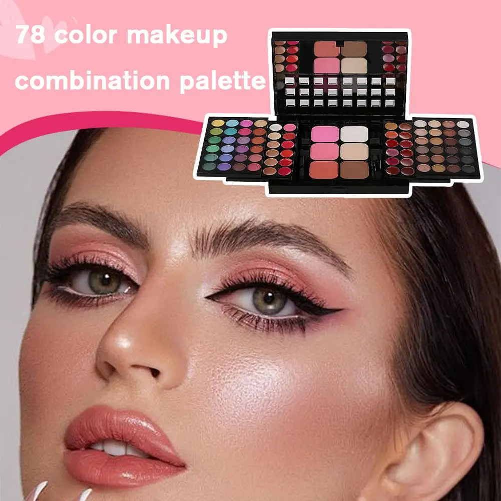 78 Colors Glitter Eyeshadow Palette Matte Waterproof Lasting Women Pressed Kit Fashion Long Cosmetics Powder Tools MakeUp O7F7