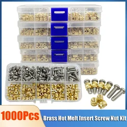 Brass Insert Nut and Stainless Steel Screw Set M1.4 M1.6 M2 M3 Hot Melt Knurled Thread Injection Molding Copper Embedment Nut