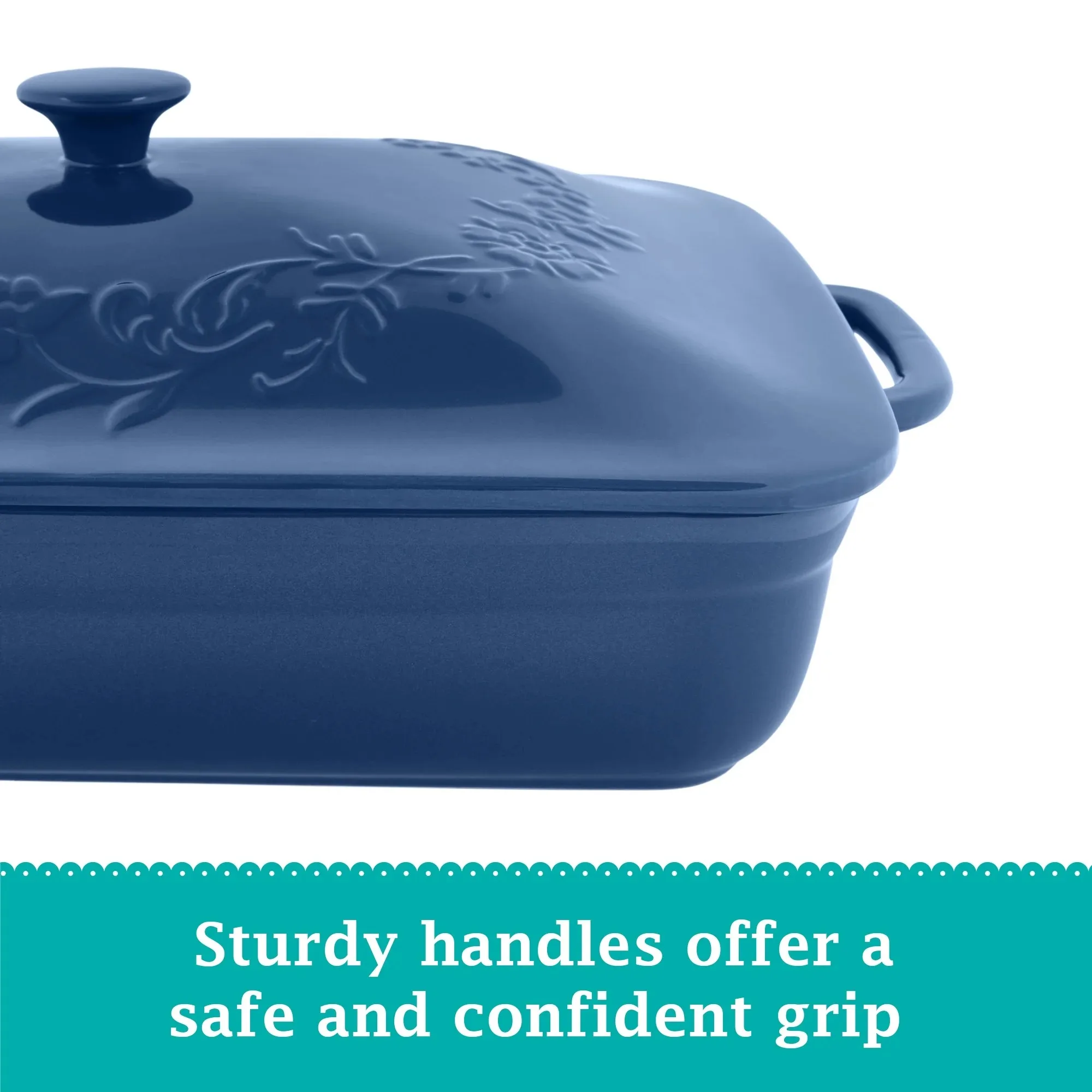 9インチ x 13インチの蓋付きセラミックキャセロール