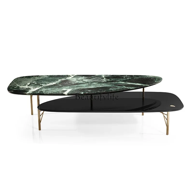 

13Light luxury post-modern special-shaped coffee table designer creative green stone furniture