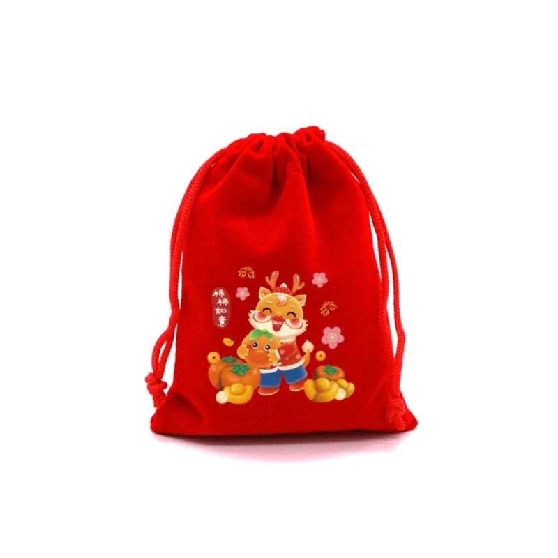 6Pcs Gift Bag Drawstring Bags Candy Velvets Gift Organiser for Bracelets Dropship