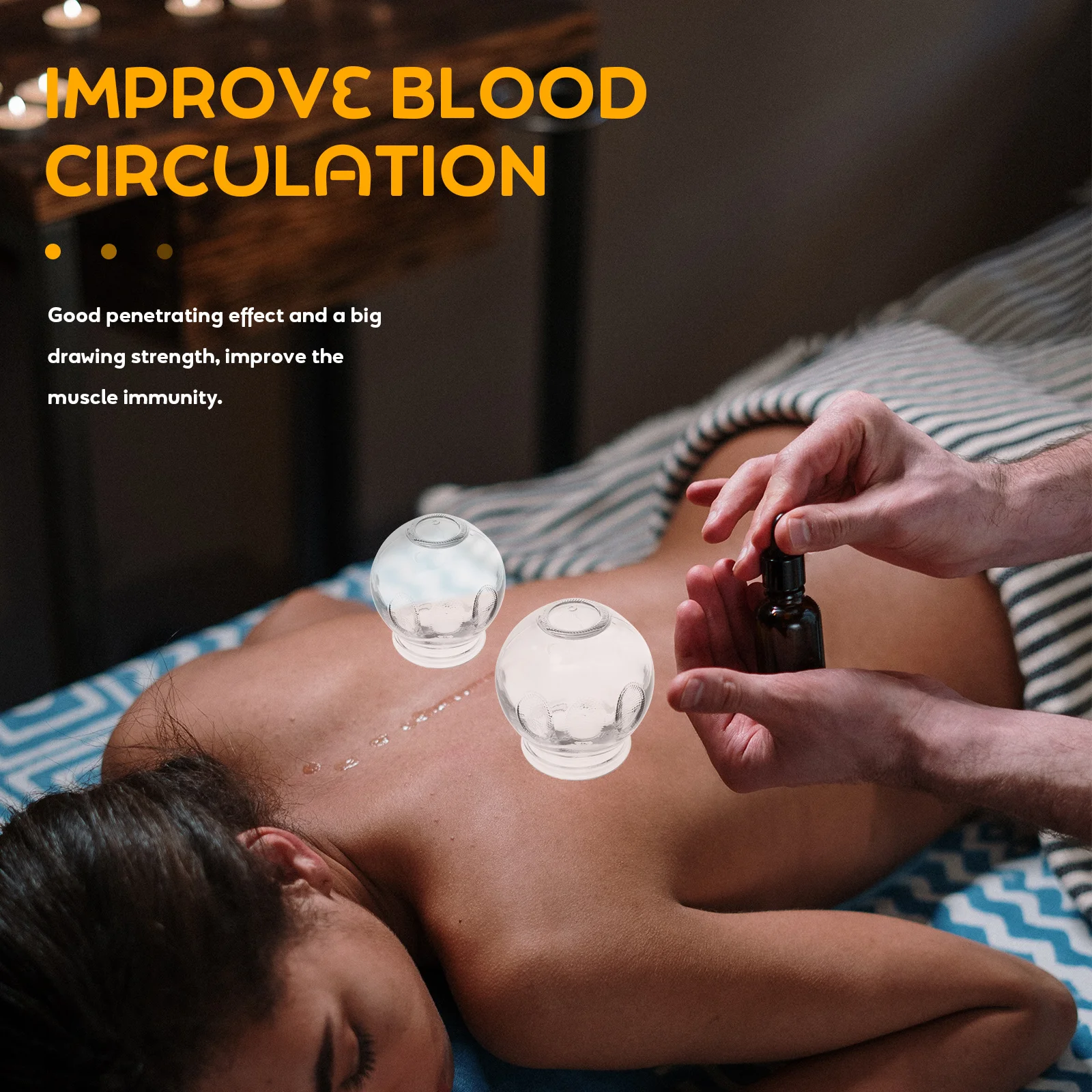 

5Pcs Glass Cupping Therapy Set Durable Suction Massage Cups Simple Design Improve Blood Circulation Lymphatic Drainage