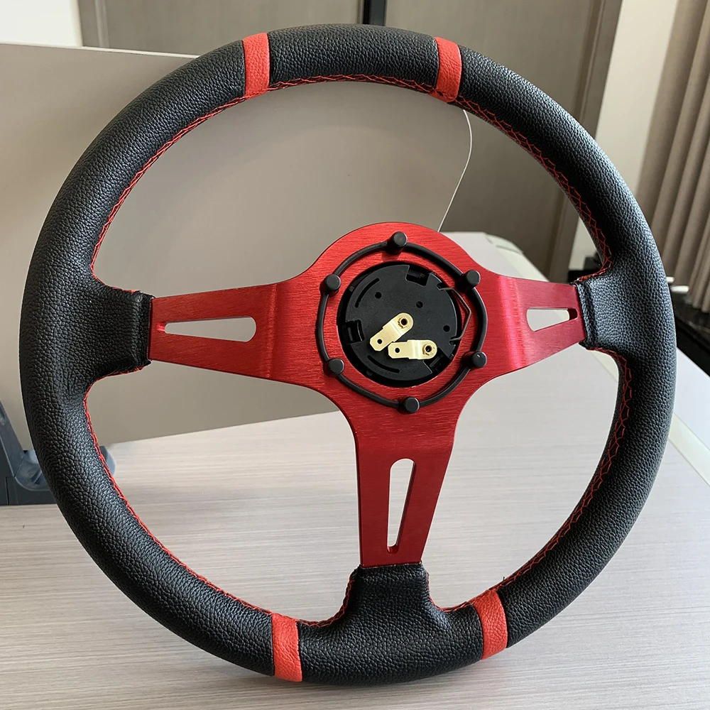 High quality Deep Dish PVC leather competitive drift steering wheel sim