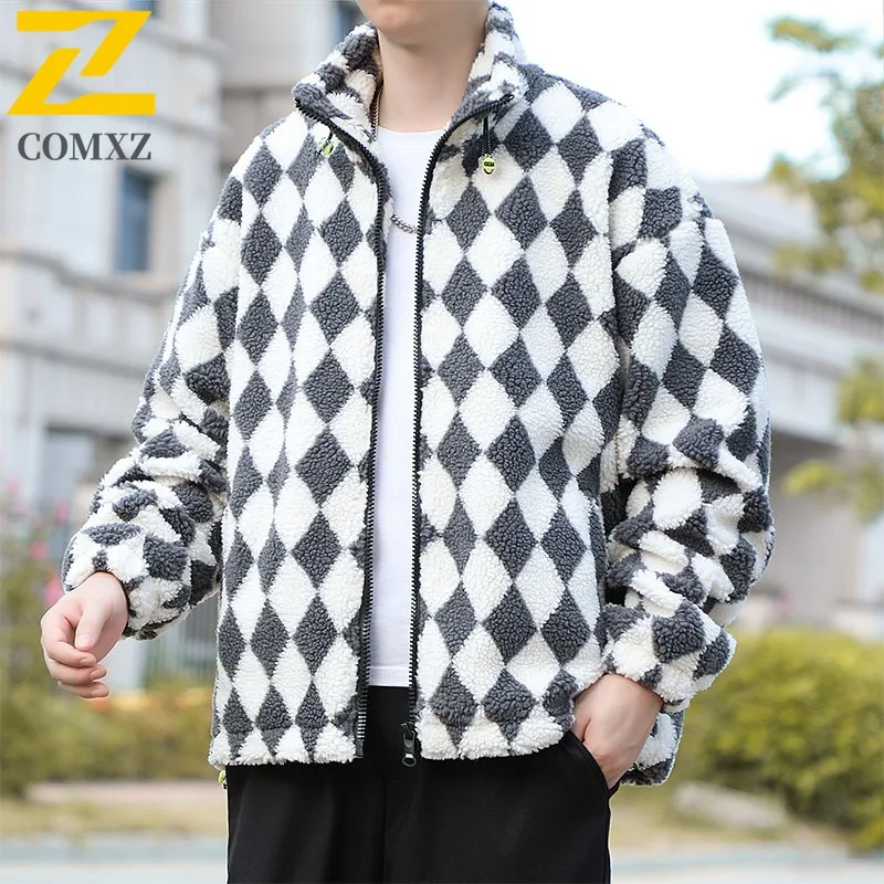 سترة COMXZ Urban للرجال مريحة للمشي لمسافات طويلة والسفر سترة مقاومة للبرد كلاسيكية بياقة واقفة بلون سادة ملابس شتوية مقاومة للرياح