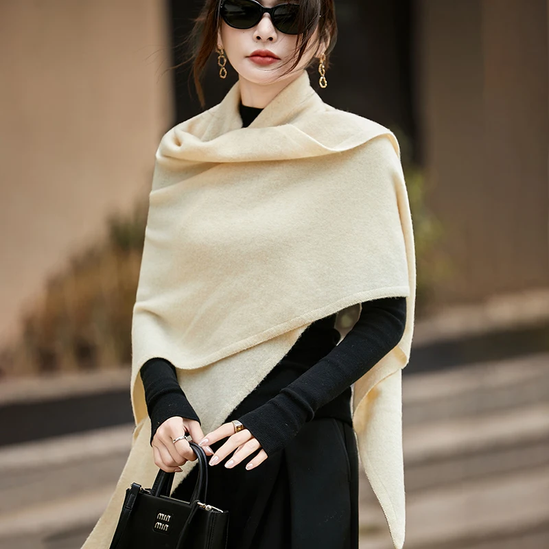 2025 موضة 100% وشاح شال من الصوف تنوعا التنقل بسيط الترفيه الصوف الخالص مثلث تنوعا كبير الباشمينا