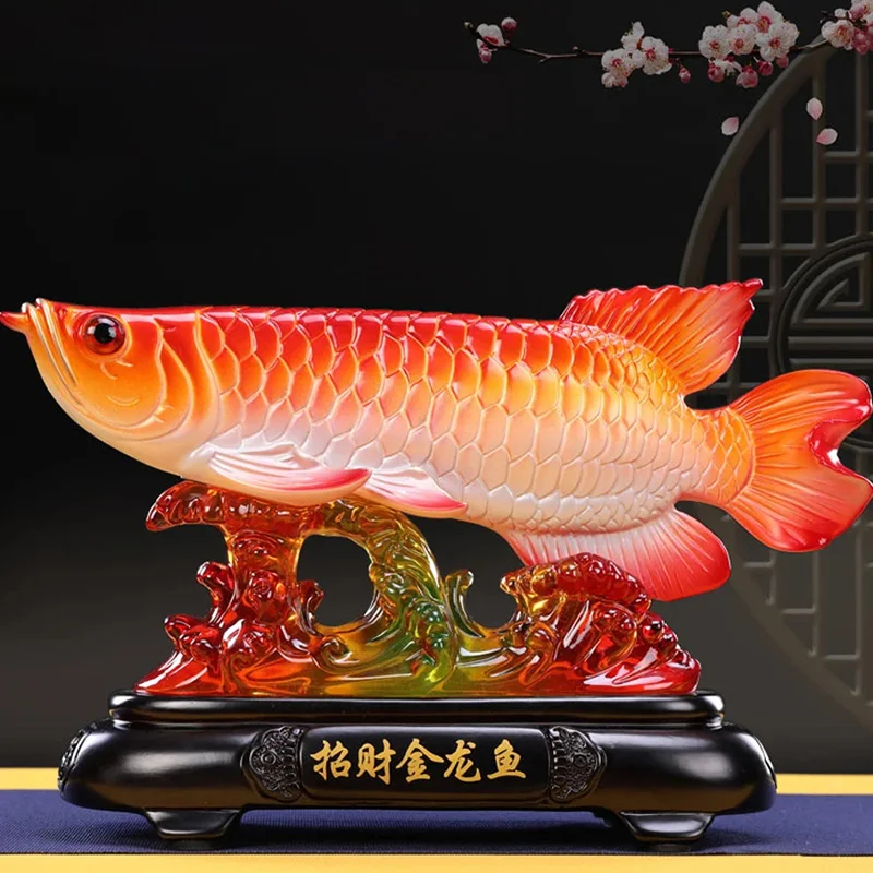 

Good luck Feng Shui Decoration Statues Home Office Company Store Ornaments Money Drawing Craftsmanship Dragon Fish Goldfish Top