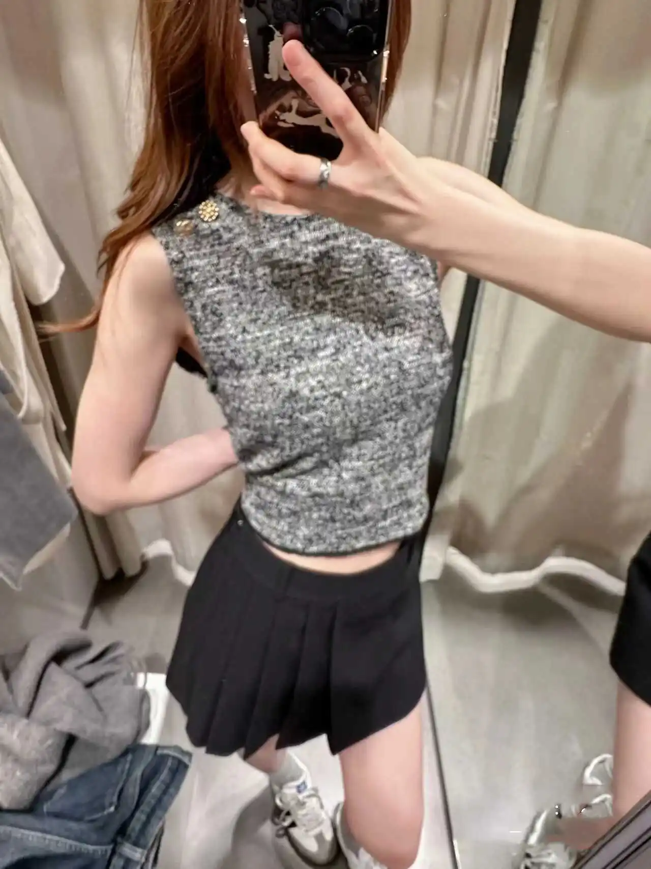 달콤한 슬레 패셔너블한 텍스처 자수 슬림핏 조끼 탑 신상 봄 여름 슬림핏 오버사이즈 폴리에스터 섬유