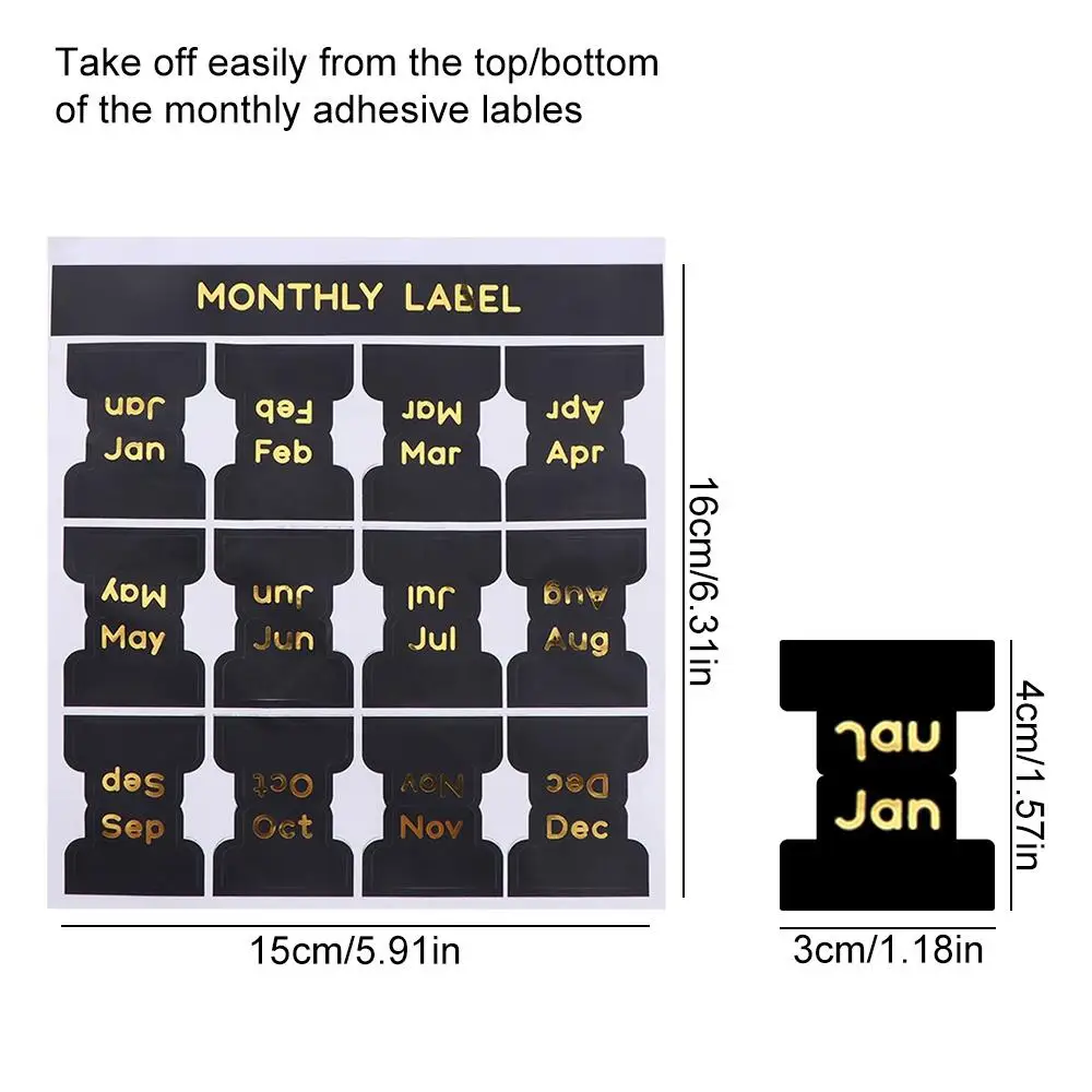月間プランナー用の黒い粘着ステッカー、12個、文房具、プランナー、インデックス、タブ、インデックス、メモ帳