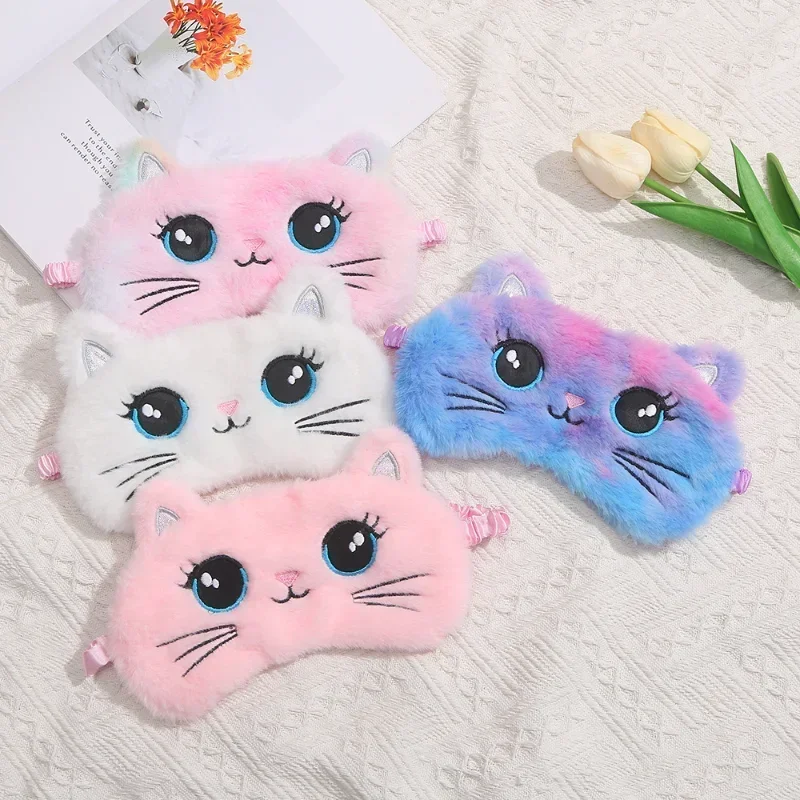 VCENT Sleep Blindfold Pink Shading Eye Mask Plush Cute Super Soft Comfortable Light Cartoon Anime New Kids Girls Birthday Gifts