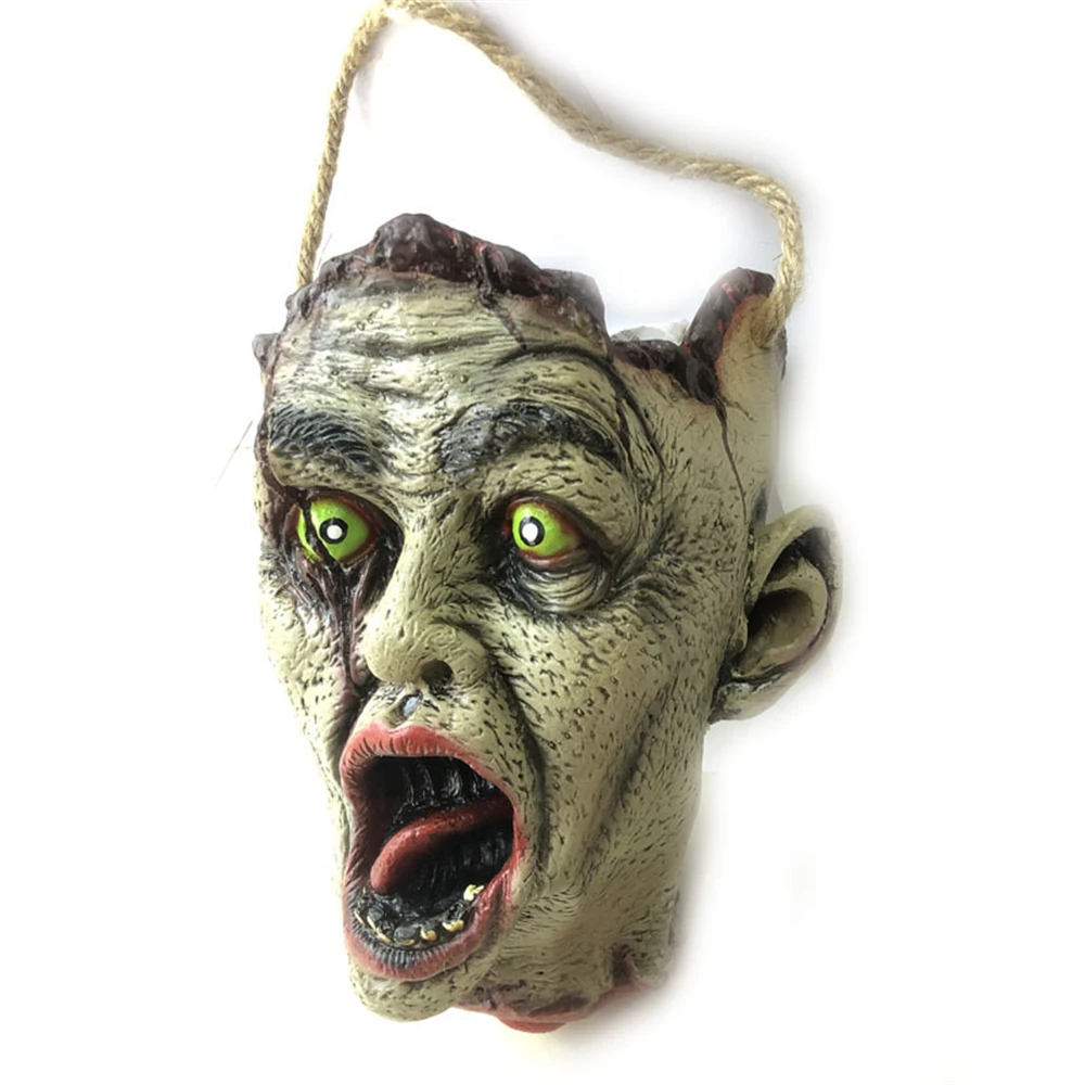 Bleeding Zombie Candy Bowl Halloween Candy Bucket Scary Evil Hanging Vampire Head Candy Tote Bag Party Goodie Bags Candy Sack