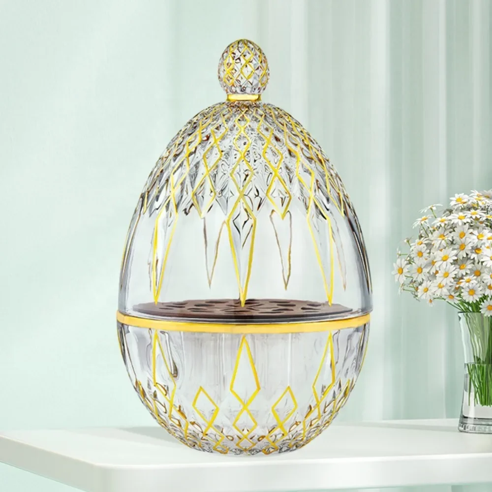 Luxury Gold Rim Egg Shape Flatware Storage Kitchen Utensil Holder Cutlery Glass Storage Organizer Box