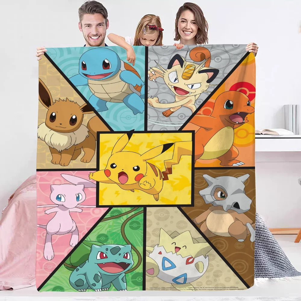 Pokemon Luxury Blankets for Adults Fur Blanket for Sofa Decoration Cute Throw Blanket Fluffy Microfiber Bedding Home Interior