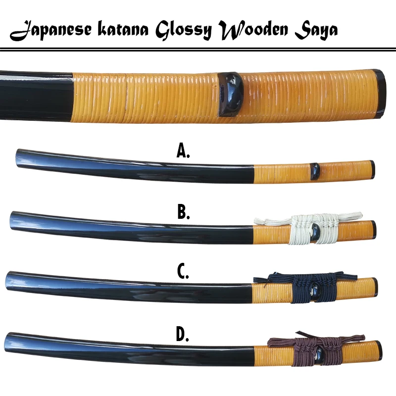 Wrapping Cane Saya-Wooden Scabbard, Japanese Samurai Katana Saya,Blade Sheath, With Polyester Rope
