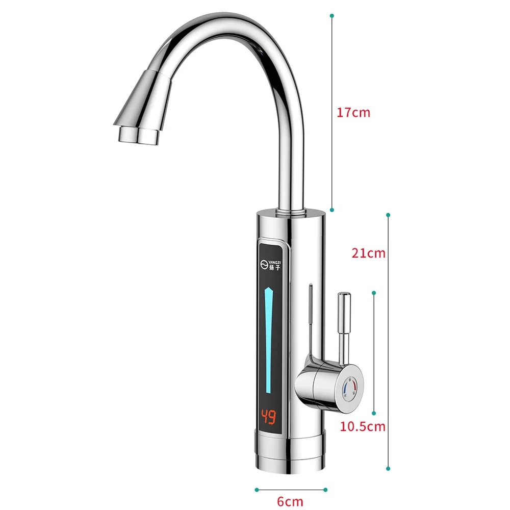 Calentador de grifo eléctrico Grifo de agua caliente instantáneo 3 segundos Calor rápido 360 °   Grifo giratorio para cocina y baño de acero