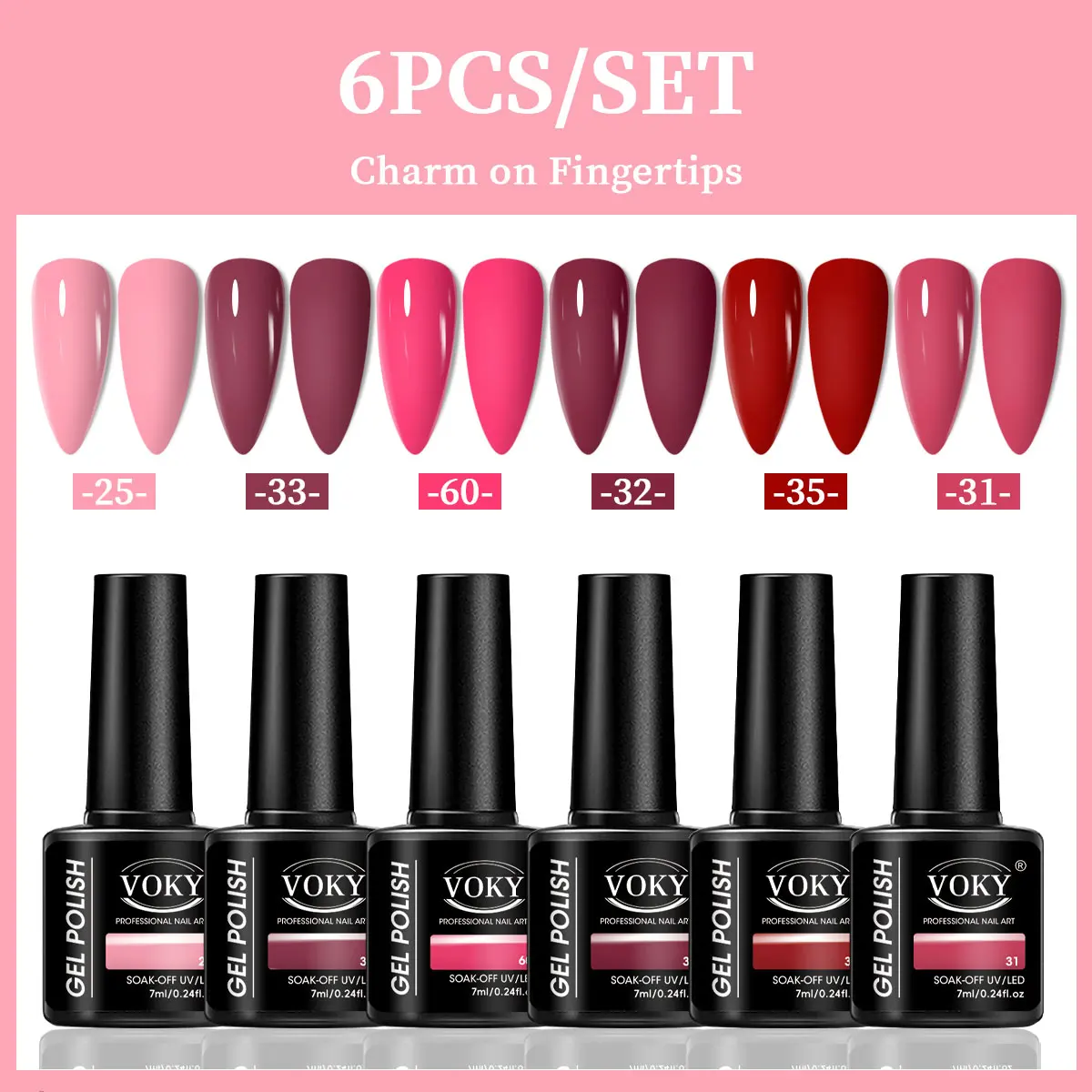 VOKY 6-delige set nagelgel, seizoensgebonden modieuze nagelgel, het perfecte cadeau voor dames om tijdens festivals te geven
