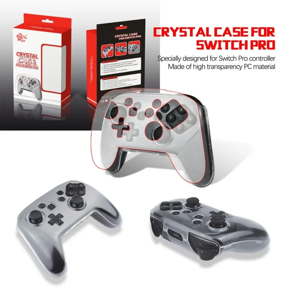 Transparent Clear Crystal Case Controller Protective Cover Handle Shell Compatible For Ns Nintendo Switch Pro Game Controller