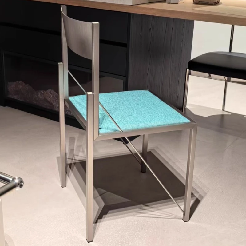 

2025 Modern Minimalist Dining Chair Sleek Stainless Steel Home Seating Metal Backrest Kitchen Chair Cafe Stackable Side Chairs