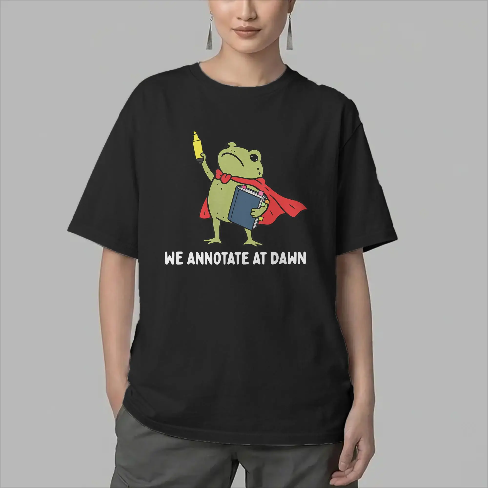 English Teacher Funny Frog Reader  T-Shirts Men  Leisure 100% Cotton Tee Shirt Crewneck Short Sleeve T Shirt Plus Size Tops