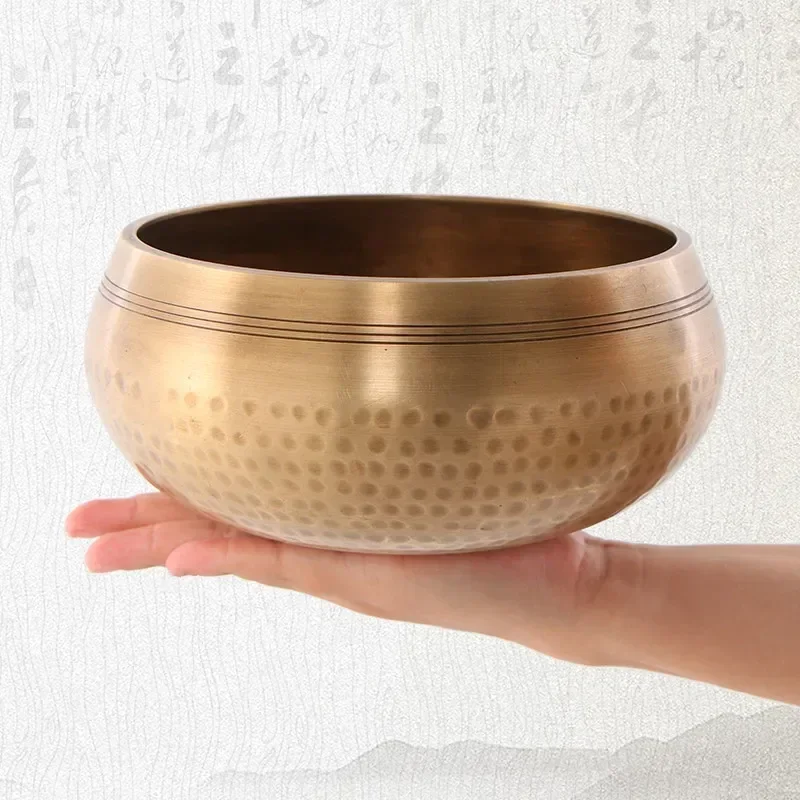 

네팔 수제 티베트 부처님 소리 그릇, 가죽 스틱 포함, 요가 명상, 황동 차임 수공예, 티베트 노래