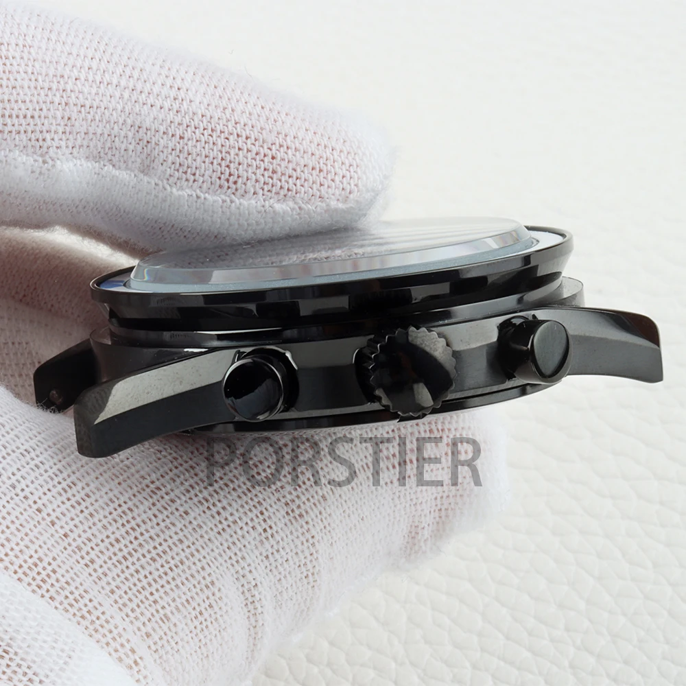 40mm  Men's Case Black Silver Bezel For Speed Master VK63/VK64 Quartz Movement 32.5mm Dial Chronograph Solid Steel Watch Strap