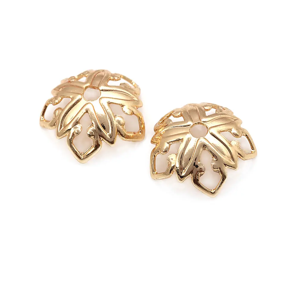 18K Gold Color Brass Flower Beads Caps Necklace Earrings High Quality Jewelry Diy Accessories - view 4
