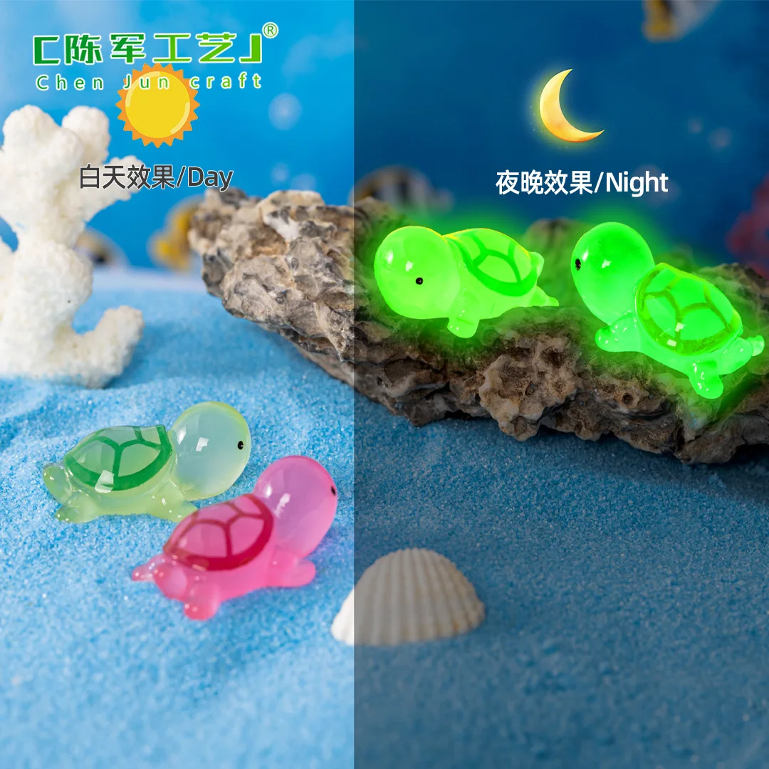 100PCS Miniature Tortoise Aquatic Micro Landscape Decoration Luminous Turtle Desktop Ornaments Mini Turtles Fairy Garden Decor