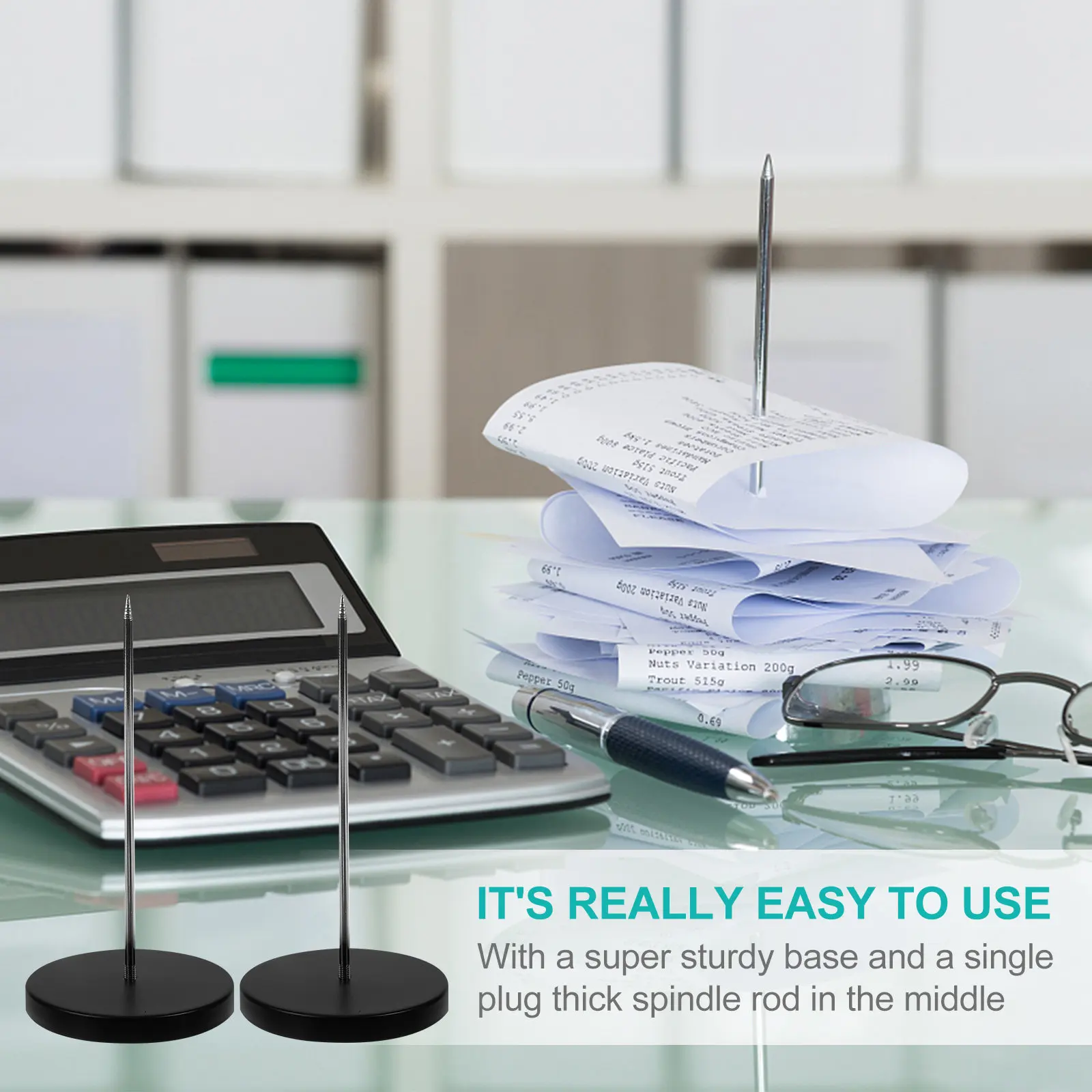 1Set Single Check Spindle Menu Holders Black Detachable Receipt Holders Heavy Base Paper Holder for Office Memo Bill Kitchen Use