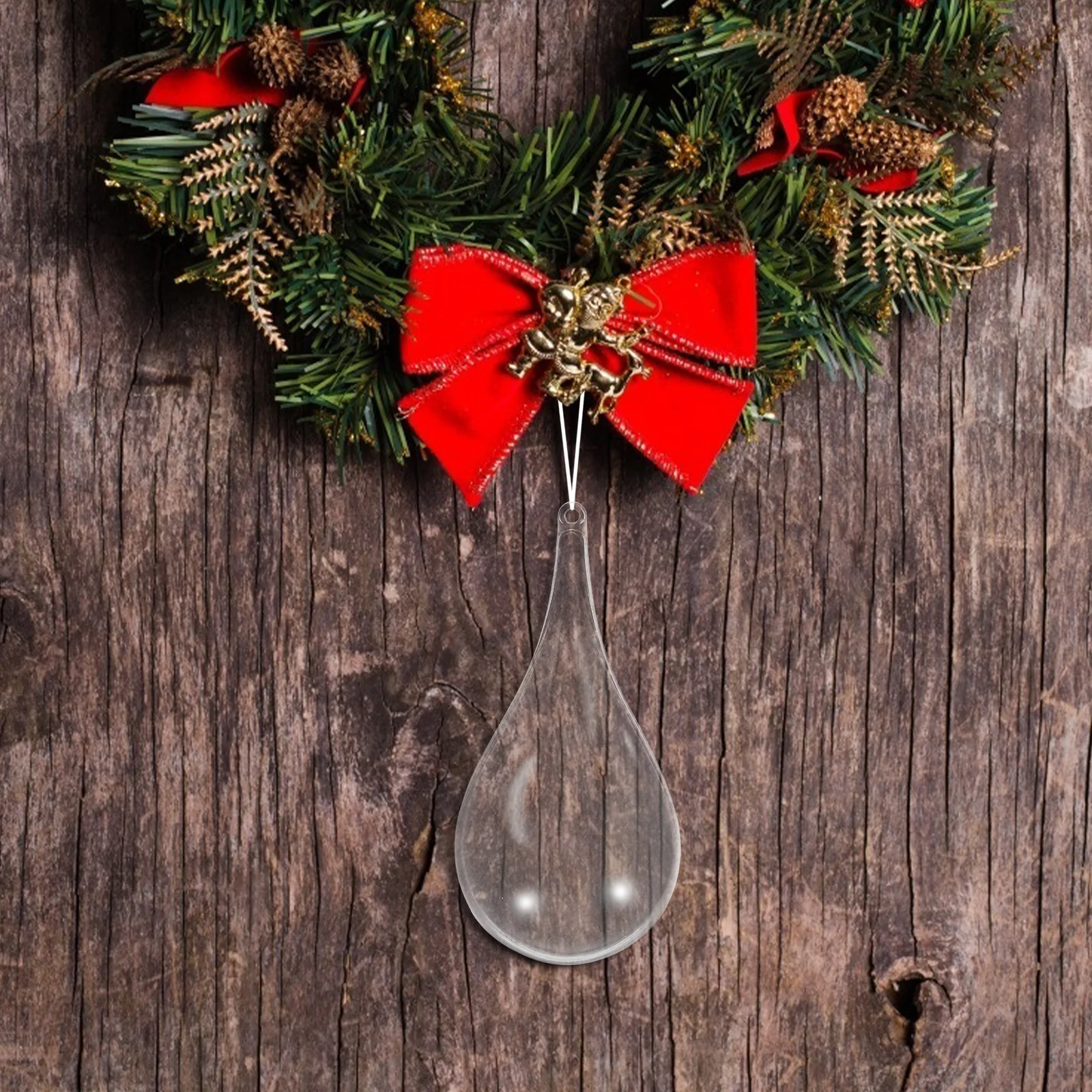 

8Pcs Clear Water Drop Hanging Balls Fillable Ornaments Plastic for Wedding Christmas Party Gift Packaging Clear Fillable Ball