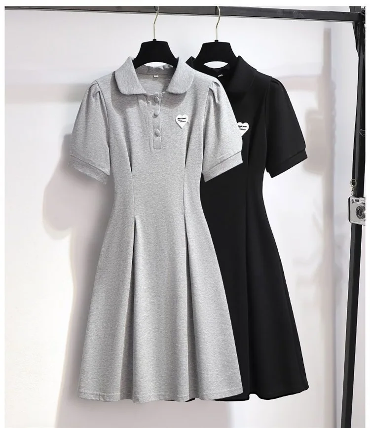 Slimfit ชุดเดรสเรียบง่ายสําหรับผู้หญิงสีทึบอเนกประสงค์ขนาดใหญ่ชุดเดรสทรงเอฤดูร้อนลําลองเสื้อยืดคุณภาพสูง