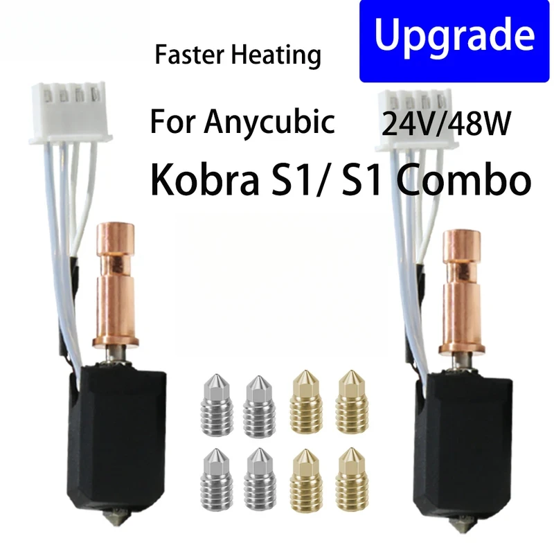For Anycubic Kobra S1 Hotend ceramic Nozzle Kobra S1 Combo Head S1C 3d Printer 24V 48W Rapid heating 320℃ 3d Printer Accessories