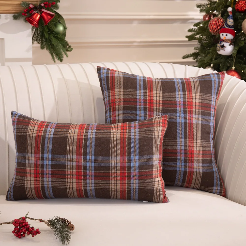 

Christmas Plaid Decorative Throw Pillow Cover Red&Green for Scottish Tartan Cushion Case Farmhouse Buffalo Plaid Xmas Home Decor