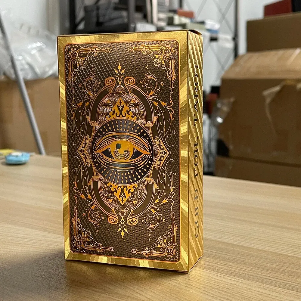 Spanish and English Golden Foil Tarot Cards 12x7cm Divination Prophecy Deck for Beginners with 2-Languages Guidebook Taro