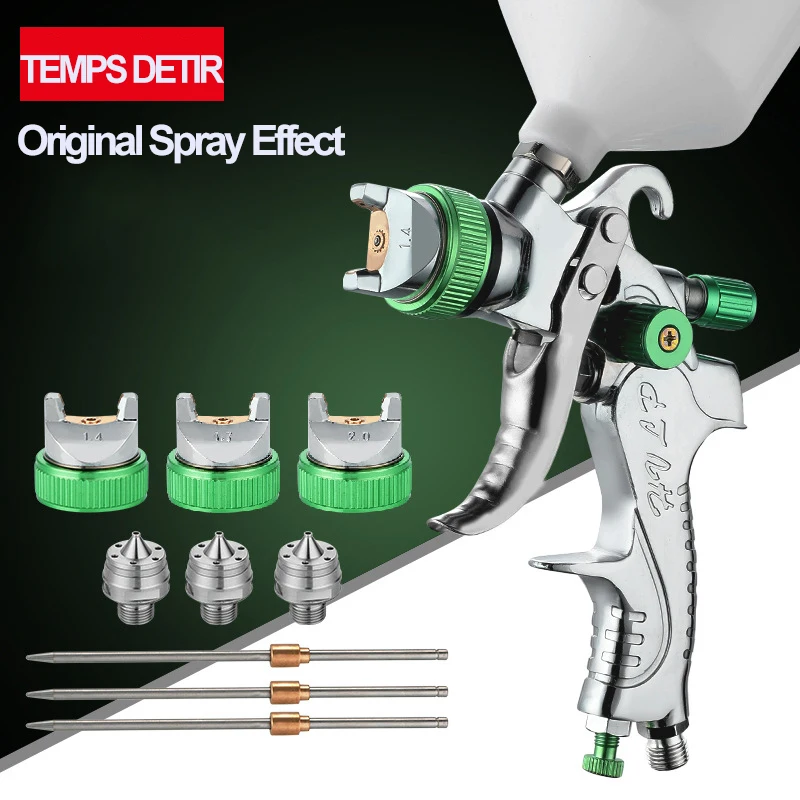 Adjustable Metal HVLP Spray Gun, Flow Control Paint Sprayer Aerograph Set for Car Painting Airbrush Tool