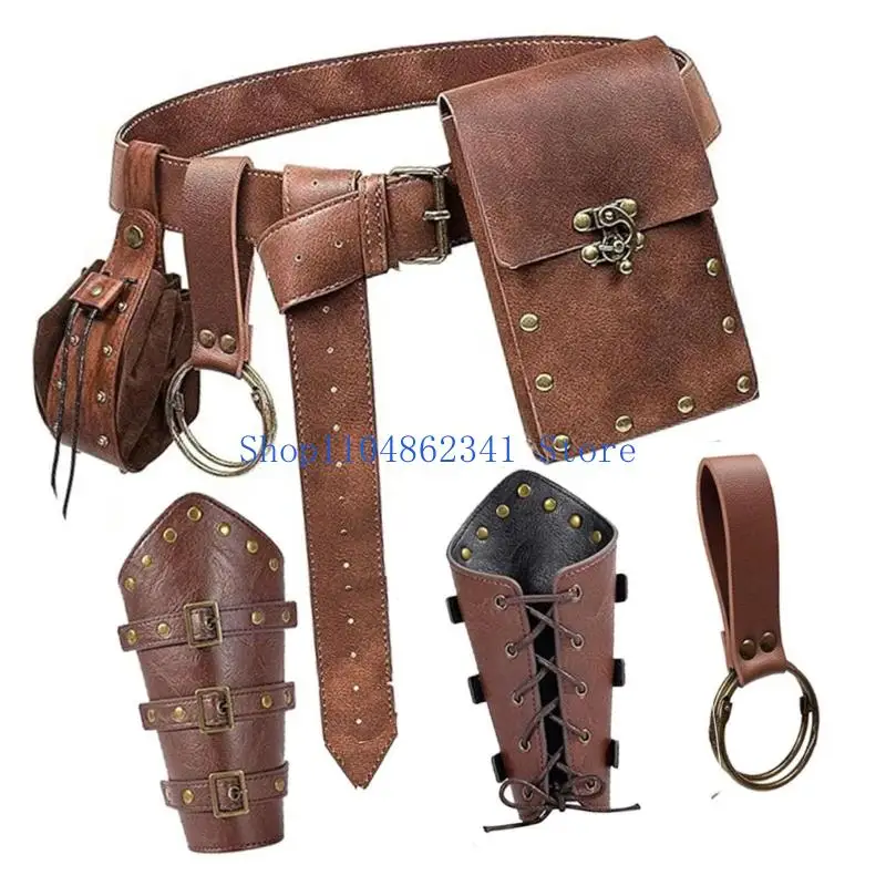 5asd Medieval Adventure Belt Bag System 5PCS Cosplay Accessories Set With Dedicated Phone Pocket For Outdoor Enthusiast