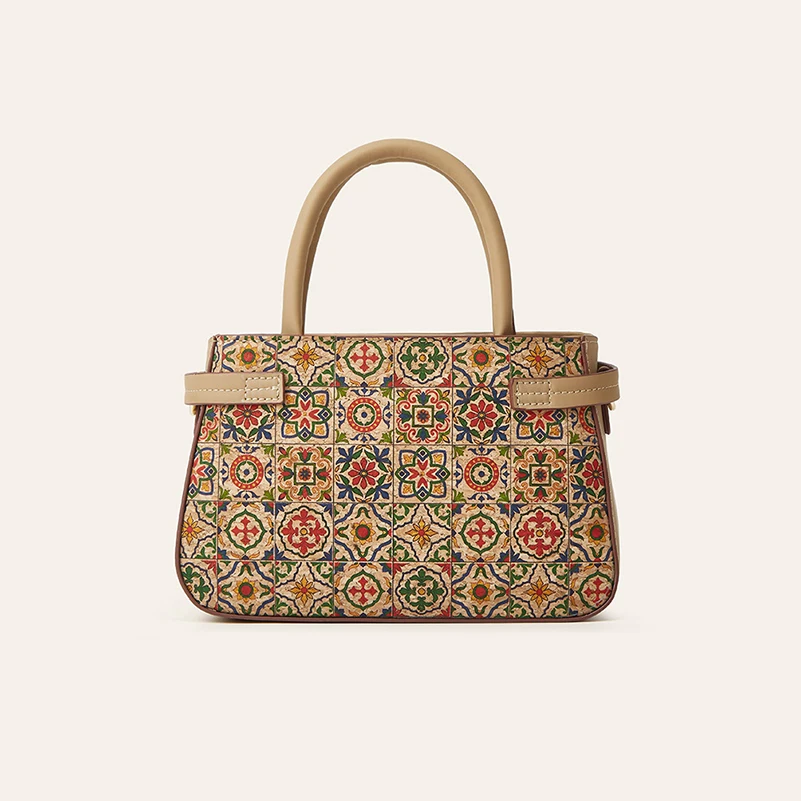 Crossbody Bags  Retro Cork Leather Leopard National Flower Printing Cross Light Protable Flap Cover Hasp Shoulder Bag