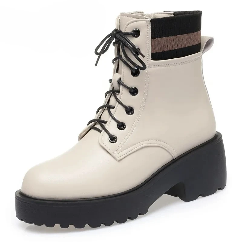 

2025 New High Quality Genuine Leather Plush Women's Ankle Boots Winter Warm Wool Women's High-heeled Snow Boots Botas Para Mujer