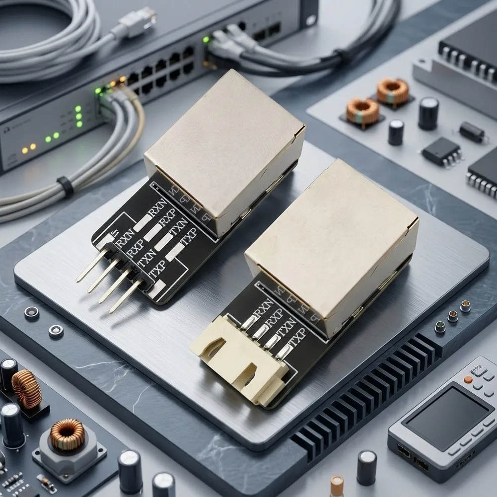2pcs For RJ45 Network Interface Adapter Boards for Female Connector to 4-Pin Header and Socket PCB Integration