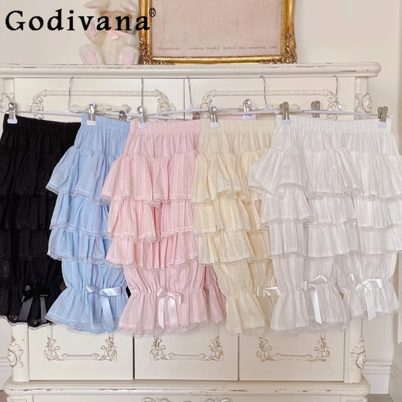 

Japanese Soft Girls Lolita Sweet Cute Pumpkin Shorts Spring and Summer New Women's High Waist Elastic Waist Kawaii Inner Skirts