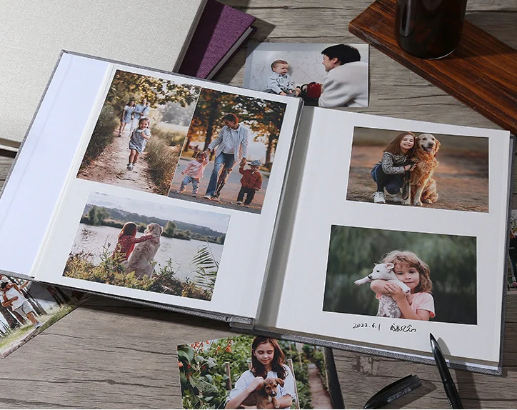 

Linen self-adhesive film DIY photo album souvenir album vintage large capacity handmade creative gifts record children's growth