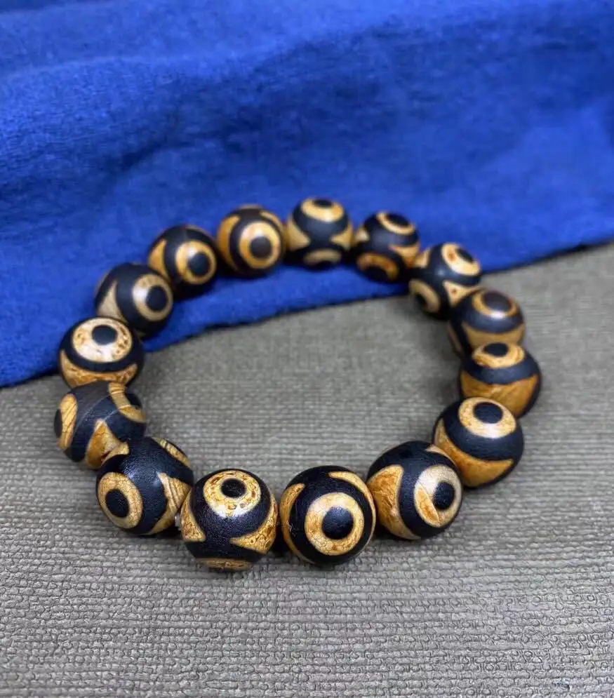 

Браслет из агата с трехглазой желтой бусиной дзи, универсальная мужская модель для друзей