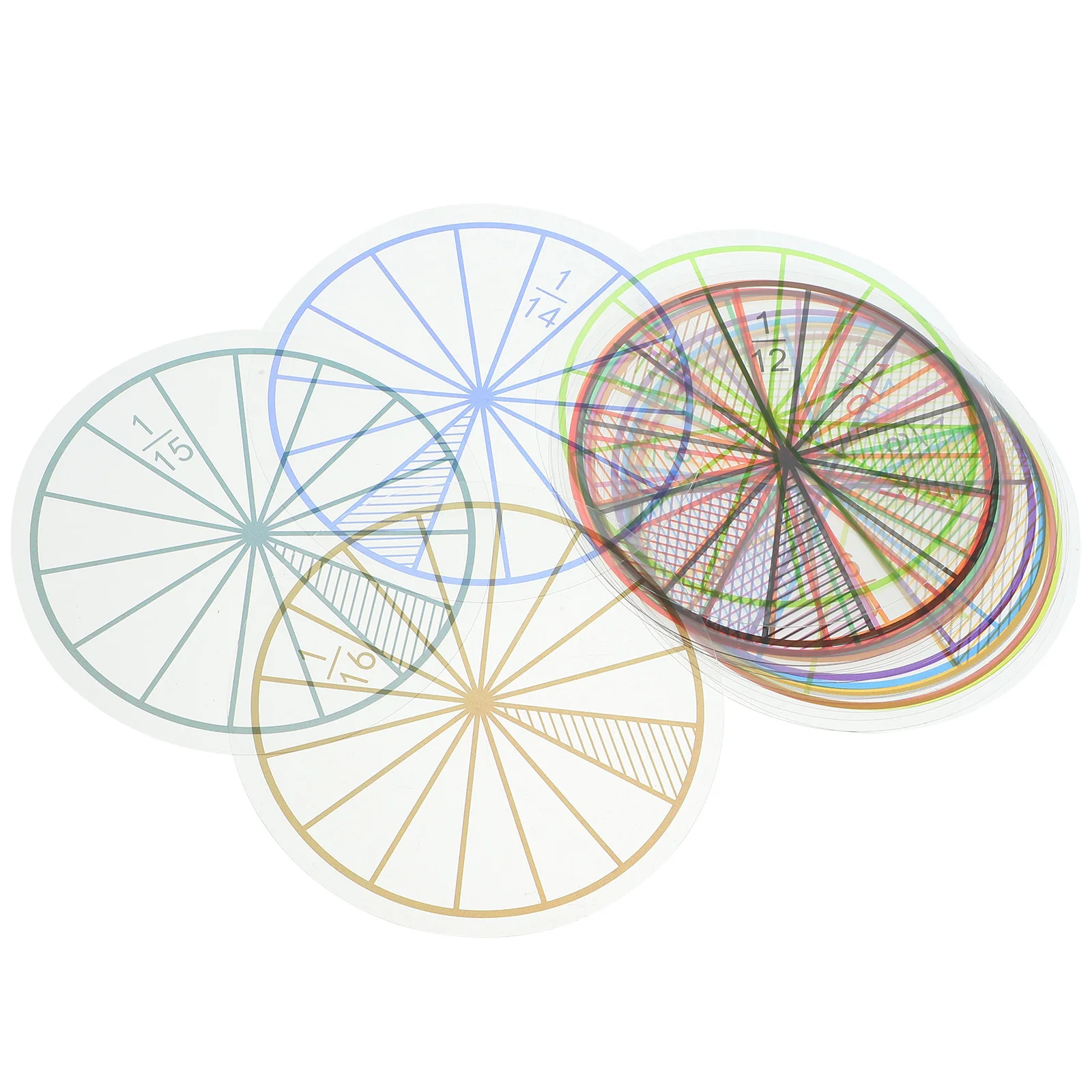 16 Fraction Sheets 10cm Size Math Teaching Aids Kids Arithmetic Toy Fraction Circles Educational Plaything Cognitive